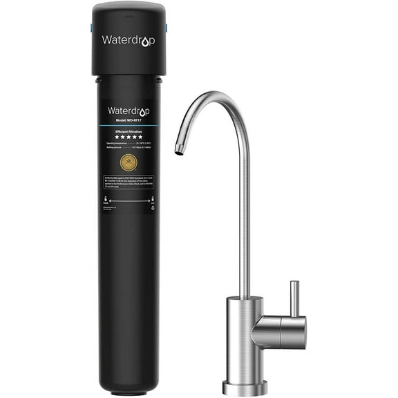 Waterdrop 17UB Under Sink Water Filter System, with Dedicated Brushed Nickel Faucet, 3-Year Ultra Long Lifetime Drinking Water Filtration System, Reduce Chlorine