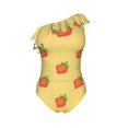thumbnail image 4 of Yiaed Hand Drawn Strawberry Print Women One Piece Swimsuits Tummy Control One Shoulder Bathing Suits Pattern Ruffle Swimwear-Small, 4 of 8
