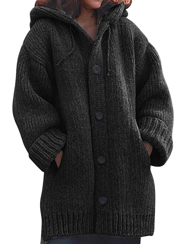 hooded button up cardigan