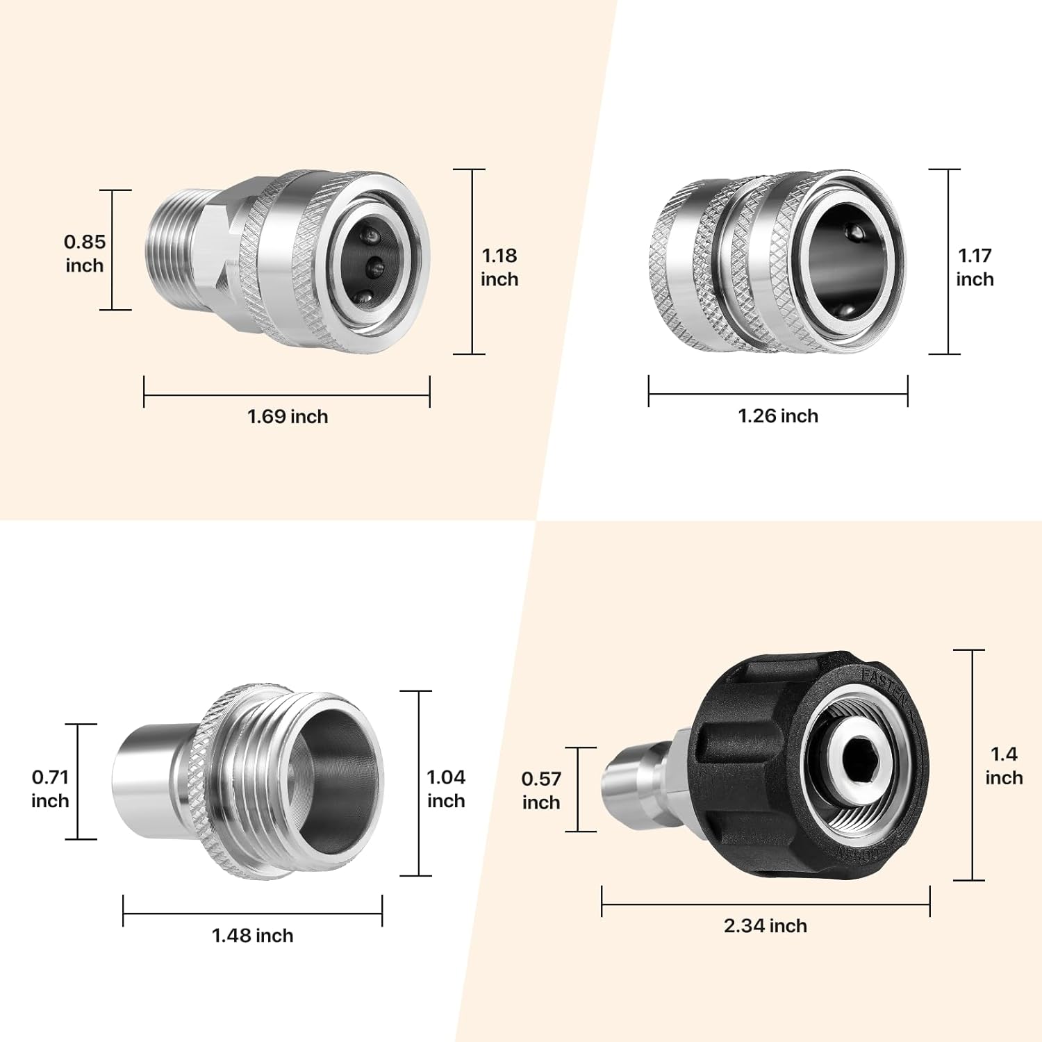 Chasenew Pressure Washer Adapter Set, Quick Disconnect Kit, M22 14 mm Quick Connect Swivel to 3/8'' Quick Connect Fittings, 3/4" to Quick Release (8 Sets)