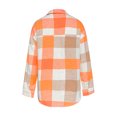 thumbnail image 4 of Herrnalise Jackets For Women Winter Fashion Colorful Plaid Shirt Brushed Fleece Loose Casual Windproof Plaid Coat Orange,M, 4 of 5