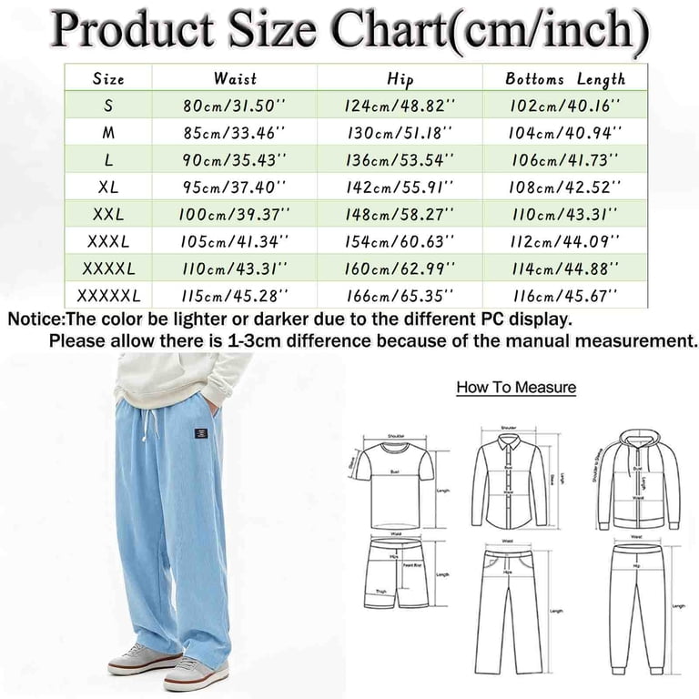 LIWENLI Mens Corduroy Pants Drawstring Elastic Waist Loose Fit Straight ...