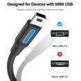 thumbnail image 5 of Vention-Cable Mini USB 2,0 a USB, cargador de datos rápido para reproductor MP3, MP4, GPS, cámara Digital, HDD, 5 of 5