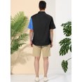 thumbnail image 4 of Lars Amadeus Men's Shirts Short Sleeve Summer Cotton Patchwork Button Down Shirts M Black Blue, 4 of 5