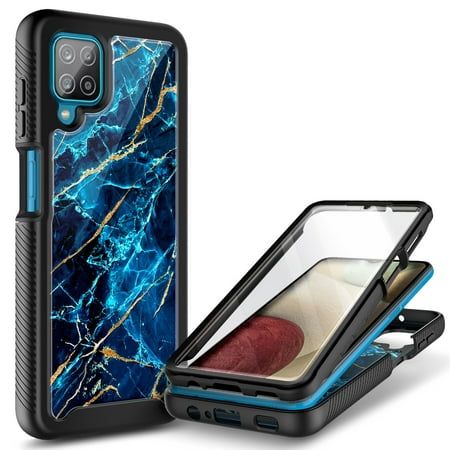 Samsung Galaxy A12 5G Phone Case, Nagebee Full-Body with Front PC Frame Shockproof Protective Bumper Cover, Support Wireless Charging, Impact Resist Durable Case (Sapphire)