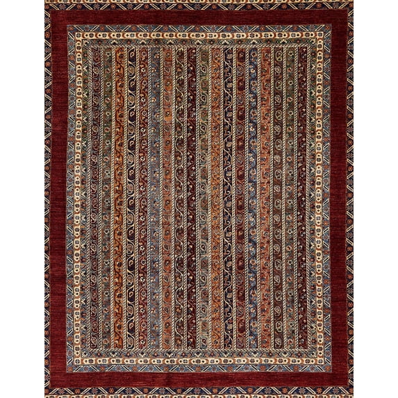 Ahgly Company Machine Washable Indoor Rectangle Abstract Dark Almond Brown Area Rugs, 7' x 10'