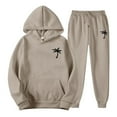 thumbnail image 4 of Men's Suits Product Title for Men Casual Solid Two Piece Hooded Sports Set with Raglan Sleeve Drawstring Pant Set, 4 of 5
