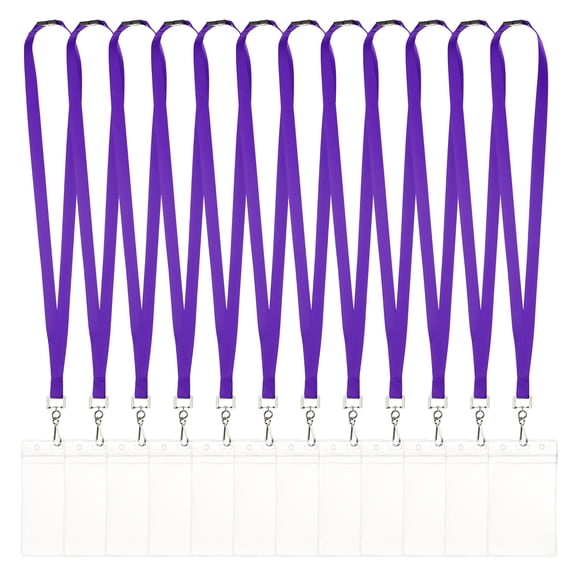 Uxcell 12Pack Colored Lanyards for ID Badges, Breakaway Lanyards for Keys, Purple