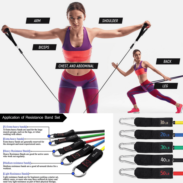 Intey 13 Pcs Resistance Band Gym Stretch Equipment Set with Exercise Training Handles Walmart