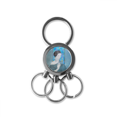 thumbnail image 1 of Belleza azul hilo blanco pintura China De acero inoxidable Anillo de metal llavero llavero clip auto regalo, 1 of 3