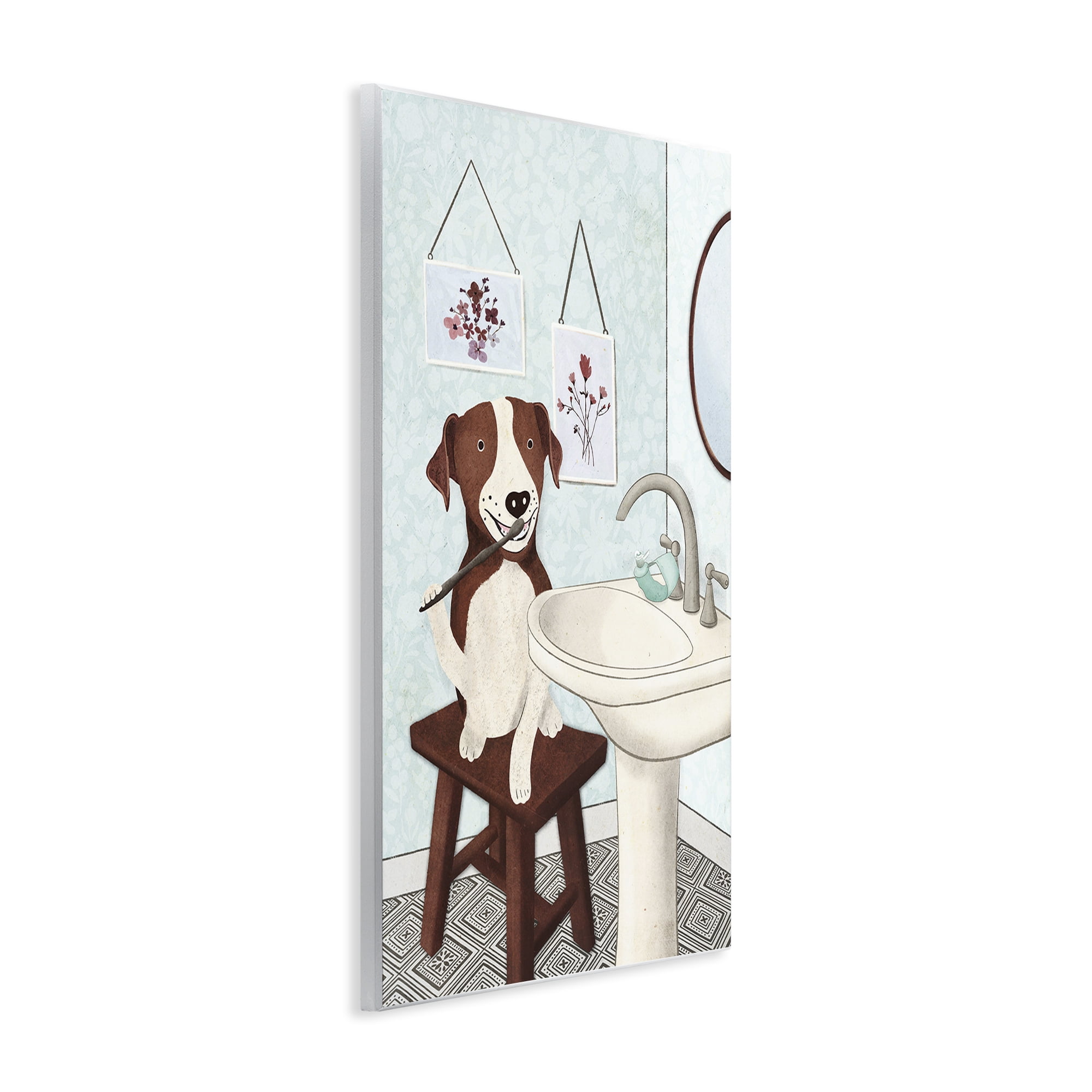 Stupell Industries Dog Brushing Teeth Typography Painting Unframed Art Print Wall Art, 10 x 15