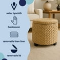 thumbnail image 2 of happimess Addie 17.72" Modern Coastal Hand-Woven Water Hyacinth Storage Ottoman with Lid, Natural, SSL1002A, 2 of 5