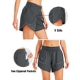 thumbnail image 3 of 5" Athletic Running Shorts for Women with Zipper Pocket Quick Dry High Waisted Gym Workout Shorts with Liner Dark Grey S, 3 of 6