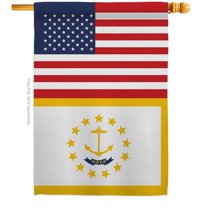 28 x 40 in. USA Rhode Island American State Vertical House Flag with Double-Sided Decorative Banner Garden Yard Gift
