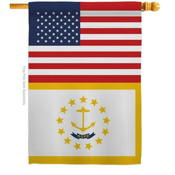 28 x 40 in. USA Rhode Island American State Vertical House Flag with Double-Sided Decorative Banner Garden Yard Gift