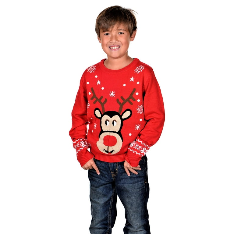 KESIS Children Happy Rudolph Ugly Christmas Sweater 2Y