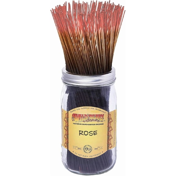 Wild Berry Rose Incense Sticks, 100 Count Hand-Dipped Aromatic Incense