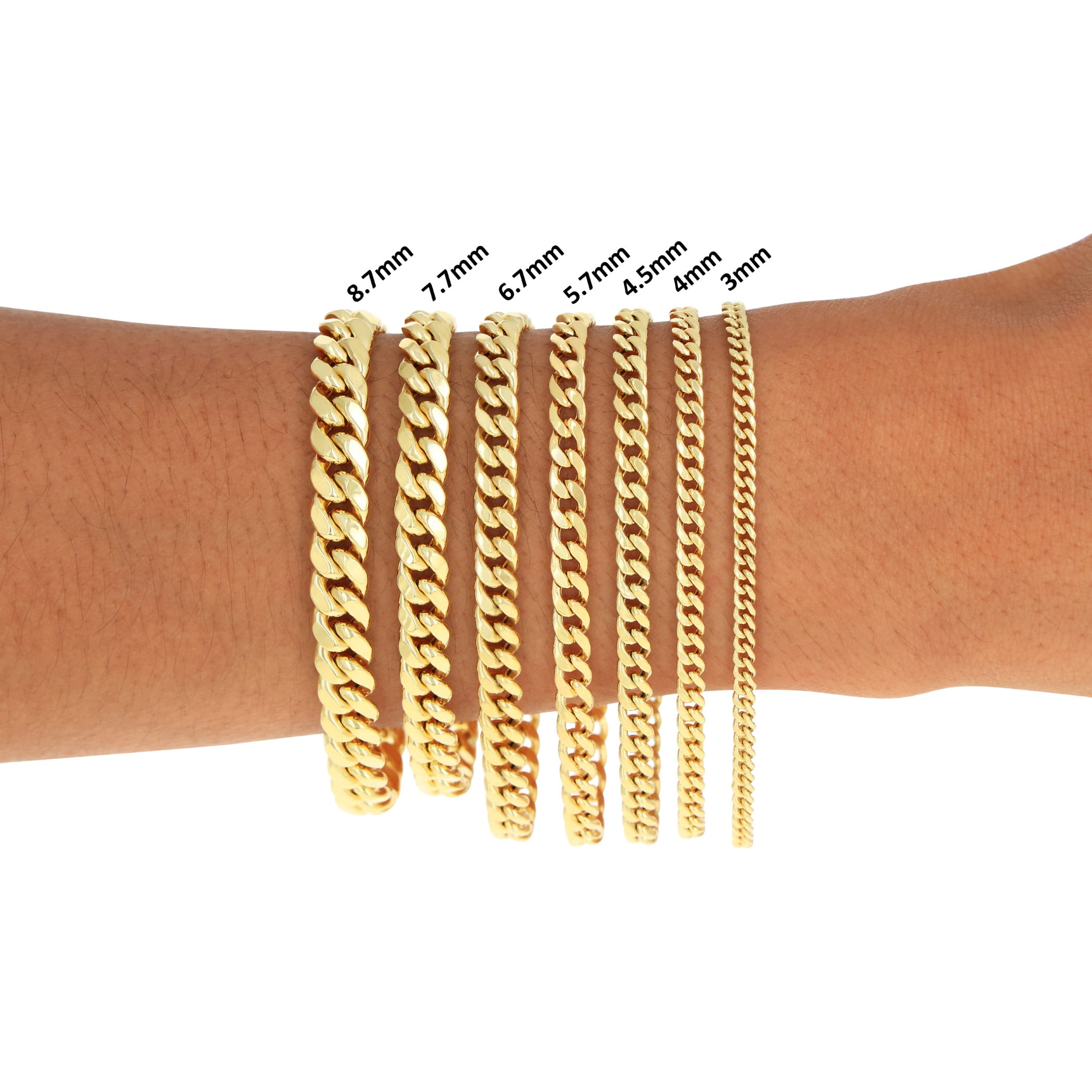 Nuragold 14K Real Yellow Gold Miami Cuban Lightweight Link Chain Bracelet 7"-9" (3mm-12.6mm) Italian Jewelry for Men & Women