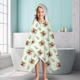 thumbnail image 6 of Green Highland Cow Flower Pattern Hooded Bath Towel，60"x35" for Ages 3 To 12 Kids, Quick Dry Lightweight Soft Microfiber Hood Beach Towel Cover Up for Kids, 6 of 7