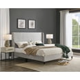 thumbnail image 2 of Roundhill Furniture Arles 3-Piece Upholstered Bedroom Set, Wingback Platform Bed with Two Nightstands, Light Gray Fabric, Queen, 2 of 12