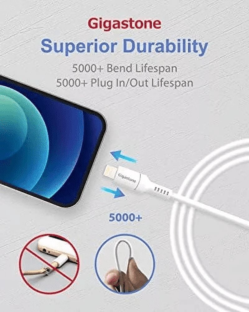 Gigastone iPhone Charger Fast Charging, 4-Pack【Apple MFi Certified】 20W USB C Charger + 5FT USB-C to Lightning Cable, Fast Charger, Compatible with iPhone series - PD-6201W+CL-7600-4-B