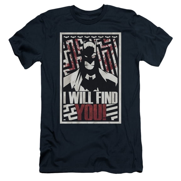 Batman I Will Fnd You S/S Adult 30/1 T-Shirt Navy