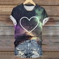 thumbnail image 4 of Tnhcen Women's Summer Starry Sky Print Round Neck Short Sleeve Basic Top – Casual Plus Size Shirts S-3XL Breathable Stretchy Tops, 4 of 7