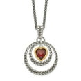 thumbnail image 1 of White Sterling Silver necklace with pendant Yellow Garnet Heart Red 18 in, 1 of 2