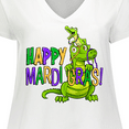 thumbnail image 4 of Inktastic Happy Mardi Gras Big and Little Alligators with Beads Women's Plus Size V-Neck T-Shirt, 4 of 5