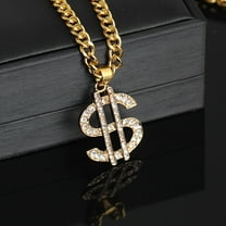 xiangDd Hop Style Dollar Sign Alloy Pendant Surfer Chain Necklace Gold Unisex Jewell