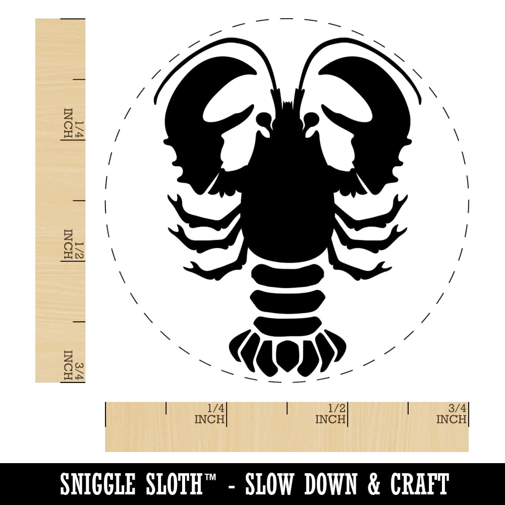 Maine Lobster Silhouette Self-Inking Rubber Stamp Ink Stamper - Brown Ink - Small 3/4 Inch