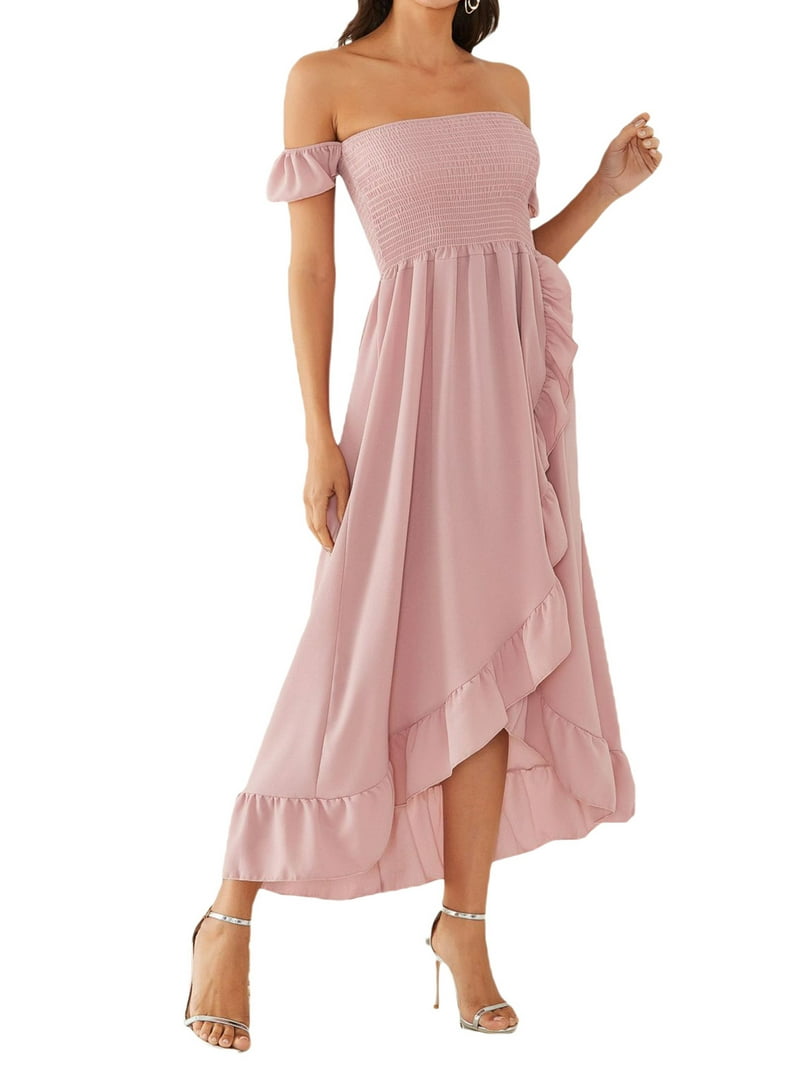Mommy and Me Dresses Off Shoulder Chiffon Ruffled Long Dress Mother  Daughter Matching Sundress - Walmart.com