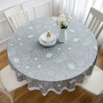 thumbnail image 2 of 180cm Round PVC Oilcloth Tablecloth, with Floral and Lace Pattern, Waterproof Stain Resistant Round Tablecloth Table Cover for Dining Room, Garden, Cafe, Party, 2 of 5
