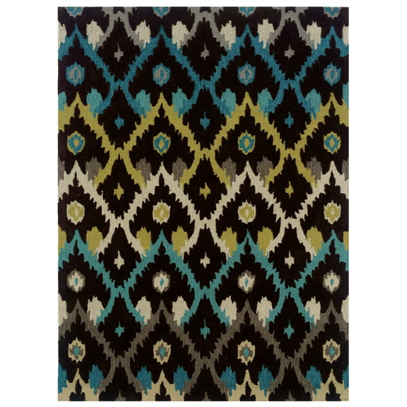 Trio Ikat Black Area Rug 5x7 Transitional Contemporary 2023