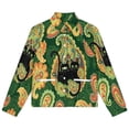 thumbnail image 4 of Jackets for Women Winter Coat Jackets Flannel Stand Collar Jacket(Green Paisley Fabric Black Cats Pattern,Size:S-4XL), 4 of 7