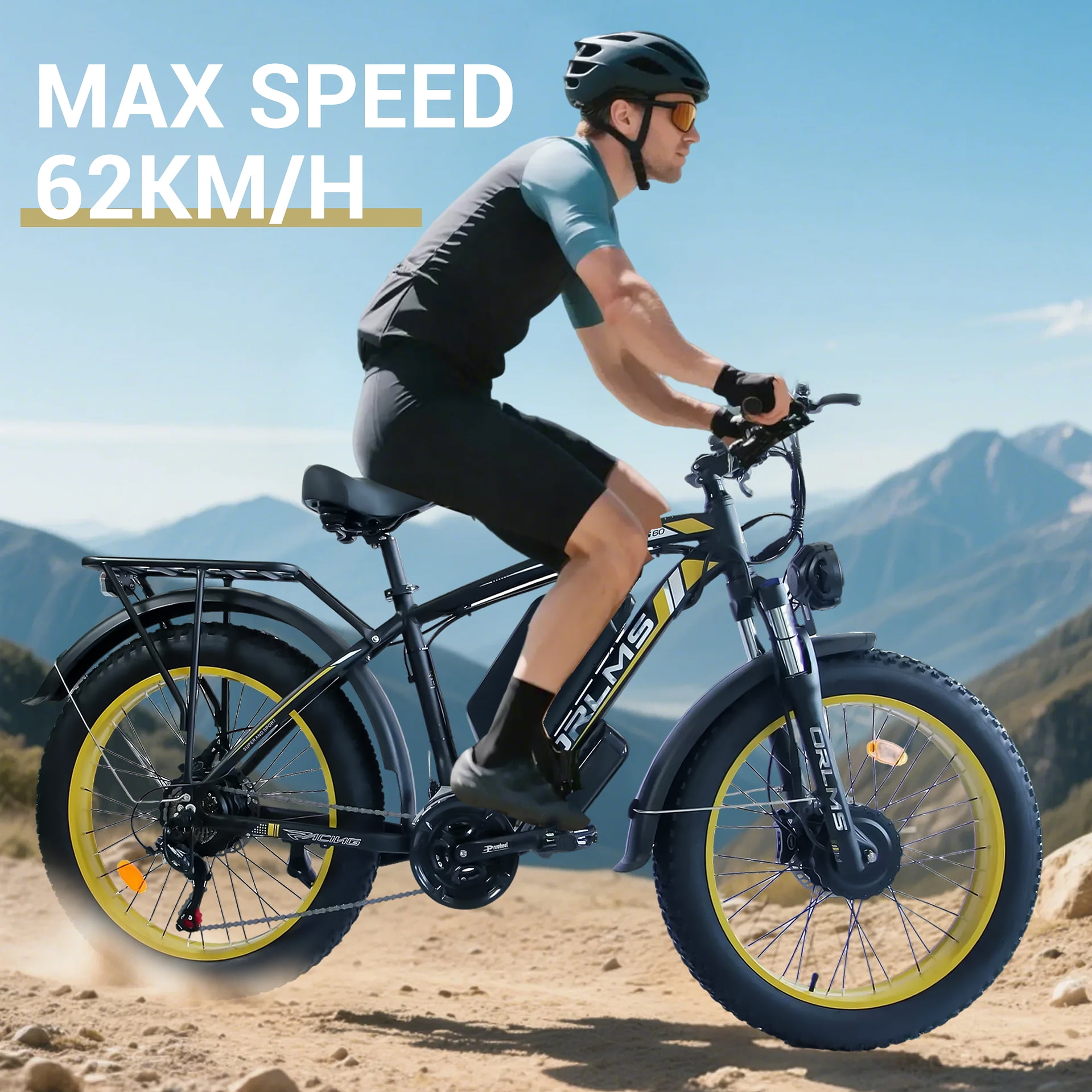 SMLRO TS60 Electric Bike – 2000W Dual Motors, 60V 25Ah, 26" Fat Tires, Hydraulic Disc Brakes, Full Suspension, 45MPH Max Speed