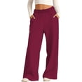 thumbnail image 5 of Girls Solid Stretch Casual Pants with Elastic Waist Full Length Play Pants for Kids Brick Red 11 Years-12 Years, 5 of 5
