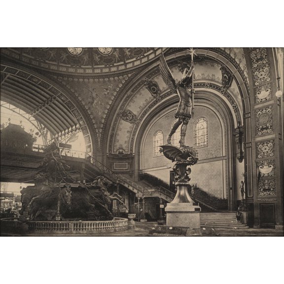 24"x36" Gallery Poster, Interior view of the staircase of the promenade machines , Expo 1889
