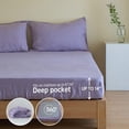 thumbnail image 3 of Simple&Opulence 100% Linen Sheet Set Solid Color-4 Pcs Washed French Linen Bed Sheets-Breathable Bedding Set-1 Flat Sheet,1 Fitted Sheet,2 Pillowcases (King,Lilac), 3 of 9