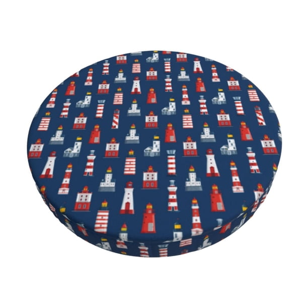 Balery Cartoon Lighthouse Fundas de asiento para taburete de bar redondo de tela de terciopelo ajustables que protegen de arañazos y manchas para sillas de 14 a 17 pulgadas.-12 inch