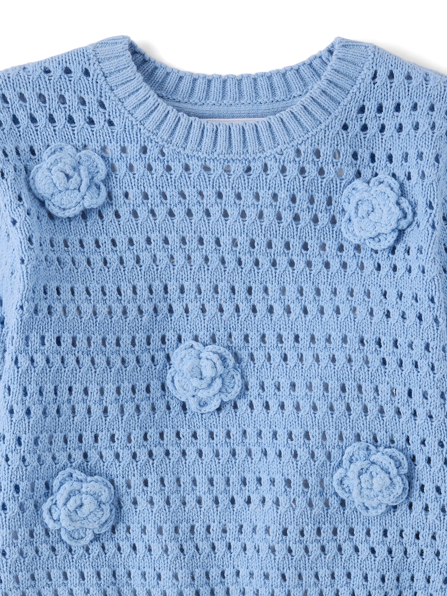The Children's Place Toddler Girls Long Sleeve Crochet Floral Sweater, Sizes 12M-5T