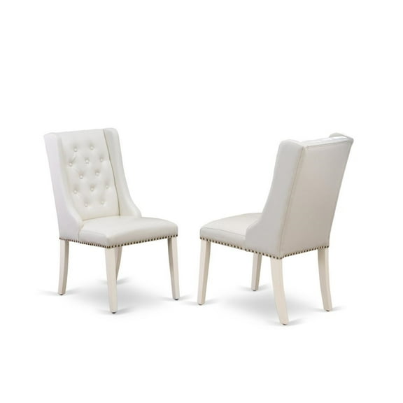 East West Furniture Forney 38" Fabric Dining Chairs in White/Gray (Set of 2)