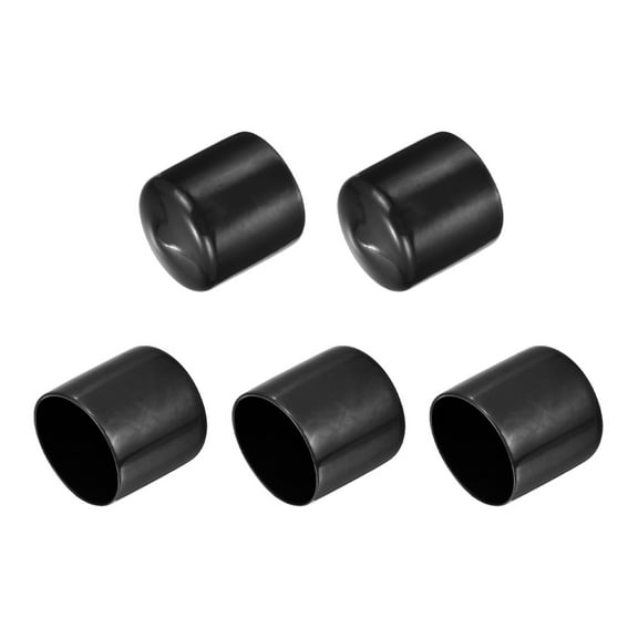 Uxcell 5Pcs Rubber End Caps 1 5/8"(41mm) ID Vinyl Round Tube Bolt Cap Cover Black