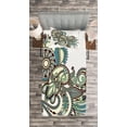thumbnail image 3 of Ambesonne Ethnic Quilted Bedspread Set 2 Pcs, Traditional Ornate Flower, Twin Size, Dark Brown Green Blue, 3 of 3
