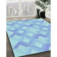 thumbnail image 3 of Ahgly Company Machine Washable Indoor Square Transitional Blue Lagoon Blue Area Rugs, 7' Square, 3 of 7