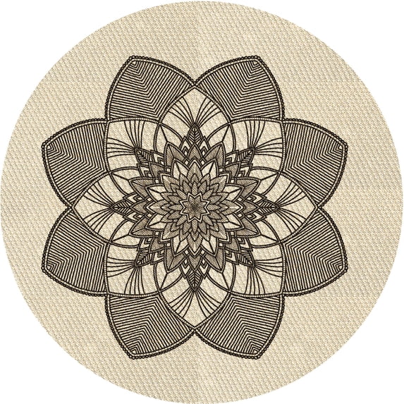 Ahgly Company Indoor Round Patterned Wheat Beige Area Rugs, 4' Round