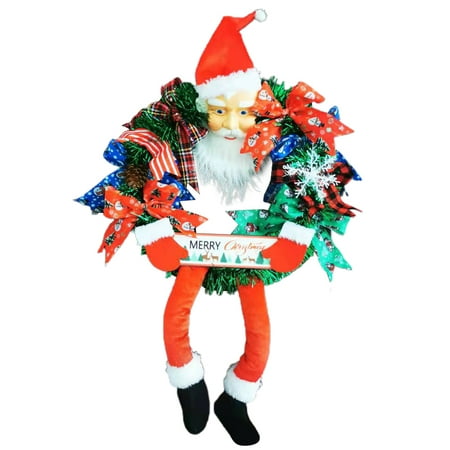 

Christmas Santa Claus Wreath Christmas Front Door Wreath Xmas Decorations Pendant for Holiday Home Decor Supplies