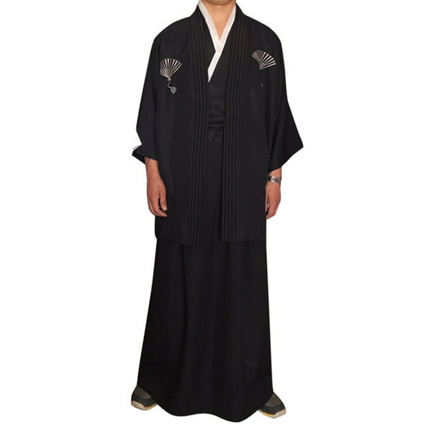 sweethay Ropa tradicional de samurái a rayas para hombre, Kimono japonés para hombre, túnica tradicional a rayas, disfraz de Cosplay Disfraces de disfraces No.02 sweethay FS10739-02