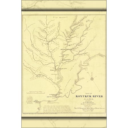 24"x36" Gallery Poster, Map of Koyukuk River, Alaska 1899