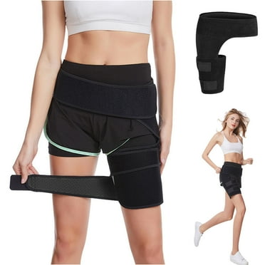Compression Thigh Sleeve, Adjustable Hip Brace Groin Support Wrap Belt for Men Women Sciatica Pain Relief, Hip Support Brace for Running, Sports, Groin Pulls,Black